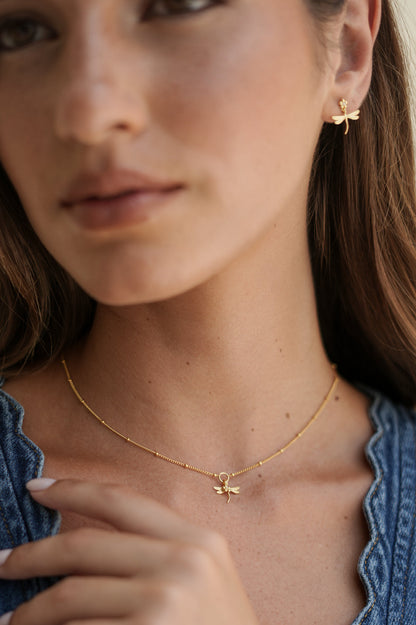 Estella Bartlett Gold Plated Flower and Dragonfly Necklace - image 2