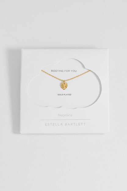 Estella Bartlett Gold Plated Monstera Leaf Necklace
