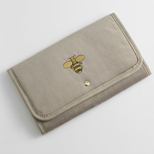 
            
                Load image into Gallery viewer, Estella Bartlett - Jewellery Pouch | Embroidered Bee Folding Jewellery Pouch | Taupe Velvet
            
        