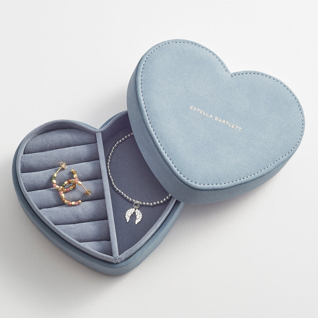 Estella Bartlett - Jewellery Box | Heart Jewellery Box |  Powder Blue Velvet