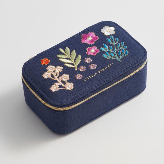 Estella Bartlett - Jewel Box | Mini Jewellery Box | Navy Floral Embroidered