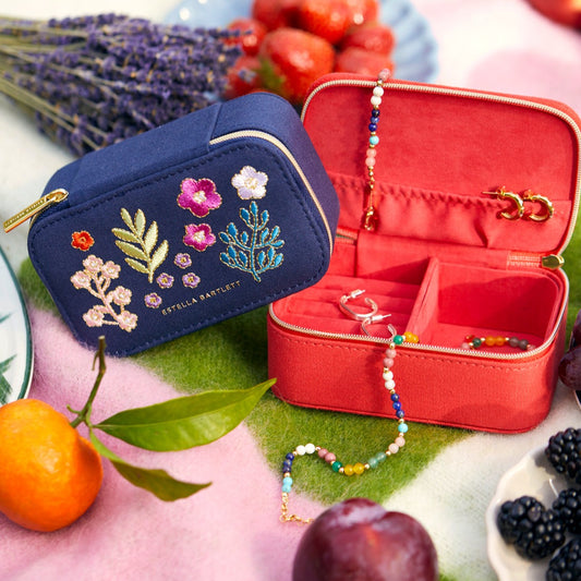 Estella Bartlett - Jewel Box | Mini Jewellery Box | Navy Floral Embroidered