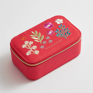 Estella Bartlett - Mini Jewel Box | Mini Jewellery Box | Red Floral Embroidered