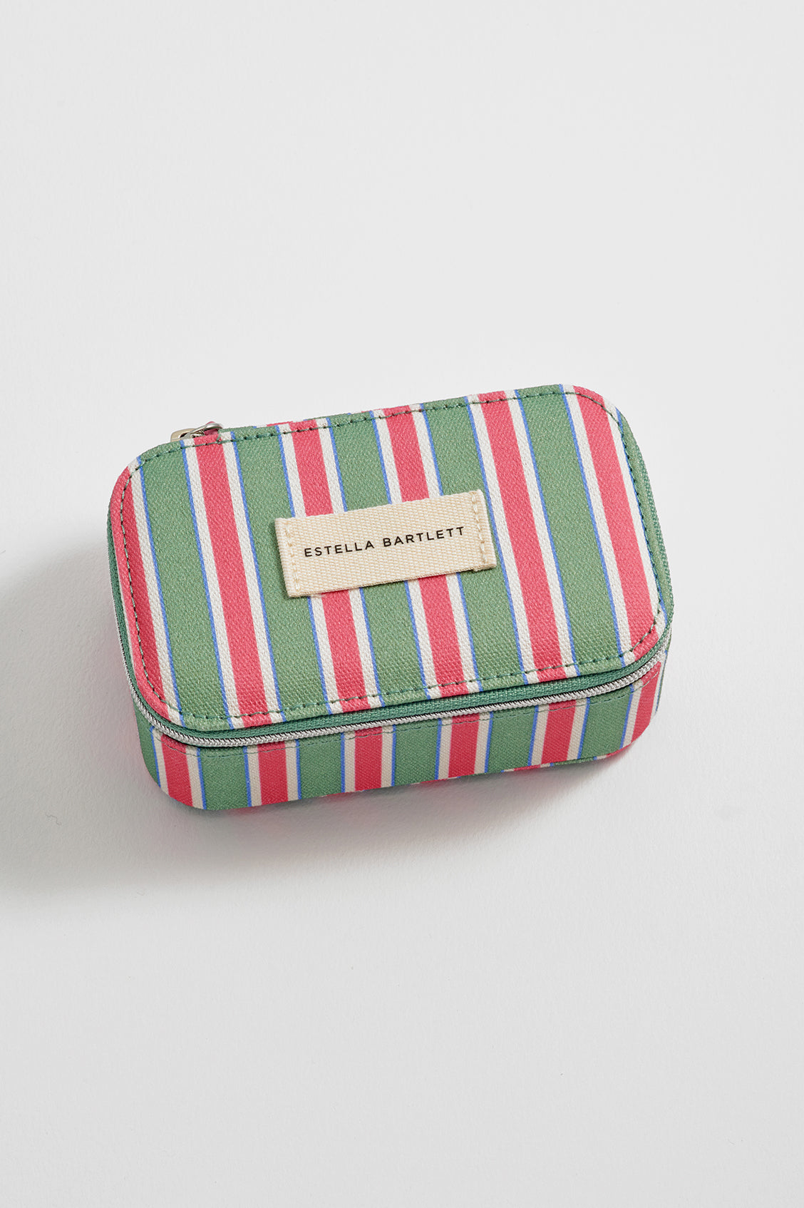 Estella Bartlett Green Stripe Canvas Mini Jewellery Box
