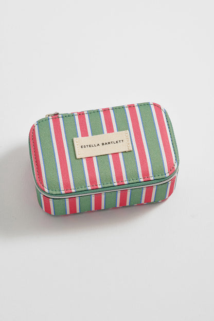 Estella Bartlett Green Stripe Canvas Mini Jewellery Box