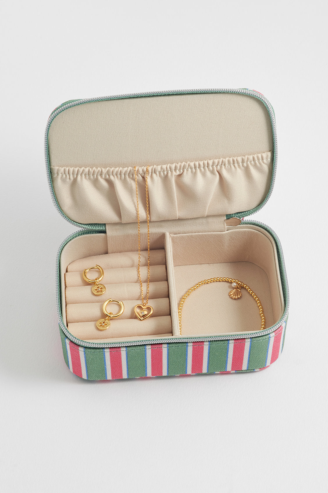 Estella Bartlett Green Stripe Canvas Mini Jewellery Box - image 2