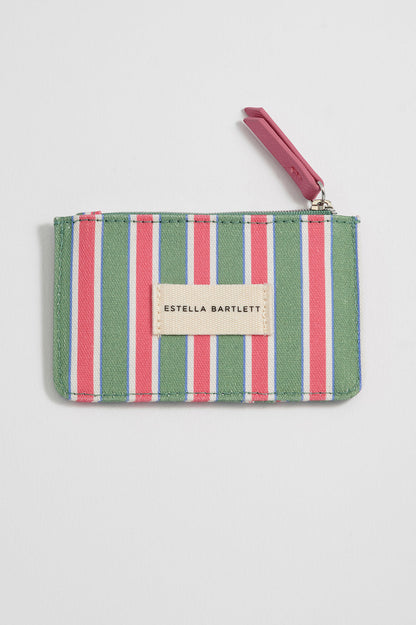 Estella Bartlett Green Stripe Canvas Card Purse