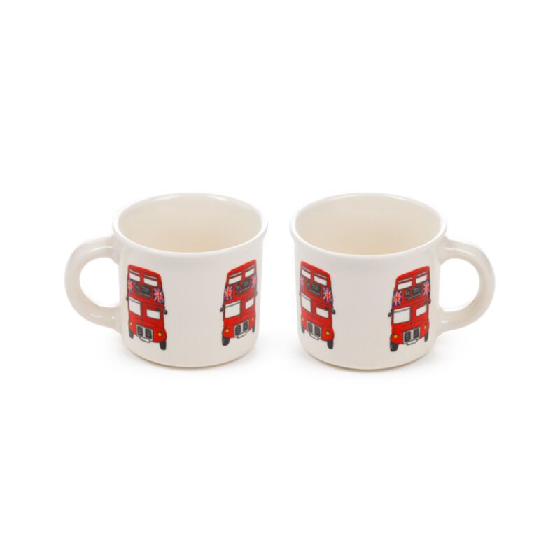 London Souvenir Red Bus Set of 2 Porcelain Espresso Cups