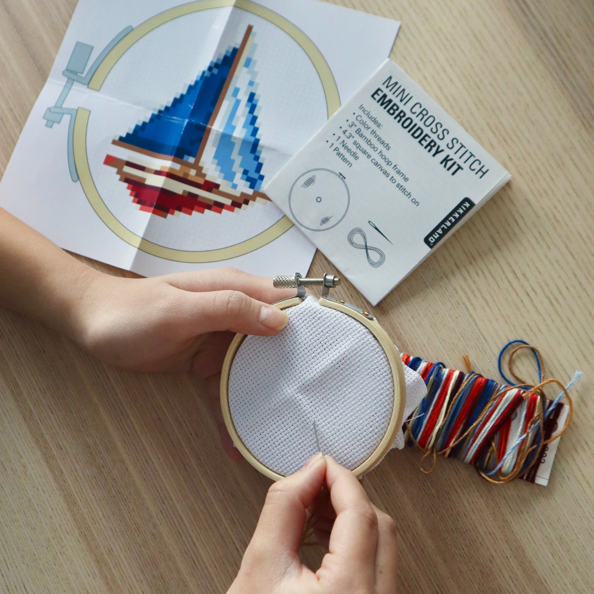 Mini Crosstich Embroidery Kit - Sailboat - Image 3