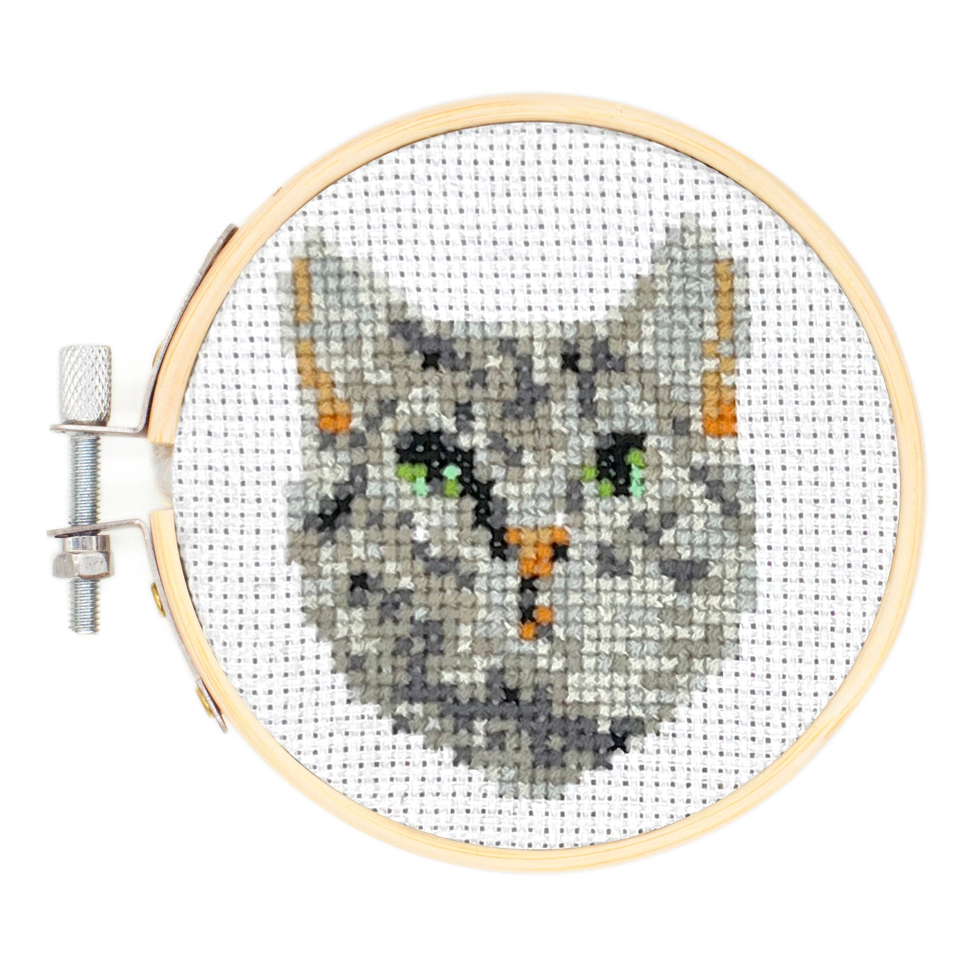 Tabby Cat Mini Cross Stitch Embroidery Kit - Image 1