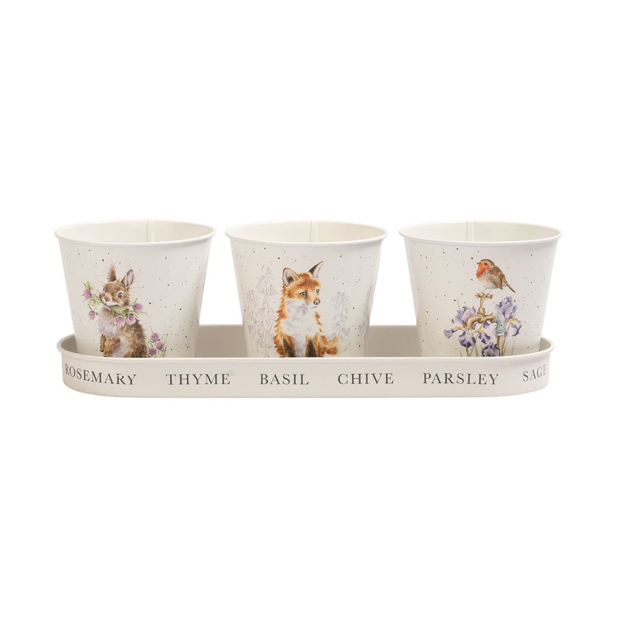 Wrendale Designs Set of 3 Herb Pots and Tray - Woodland