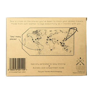 Chasing Threads - Luggage Tag | Stitch Map Luggage Tag | Grey