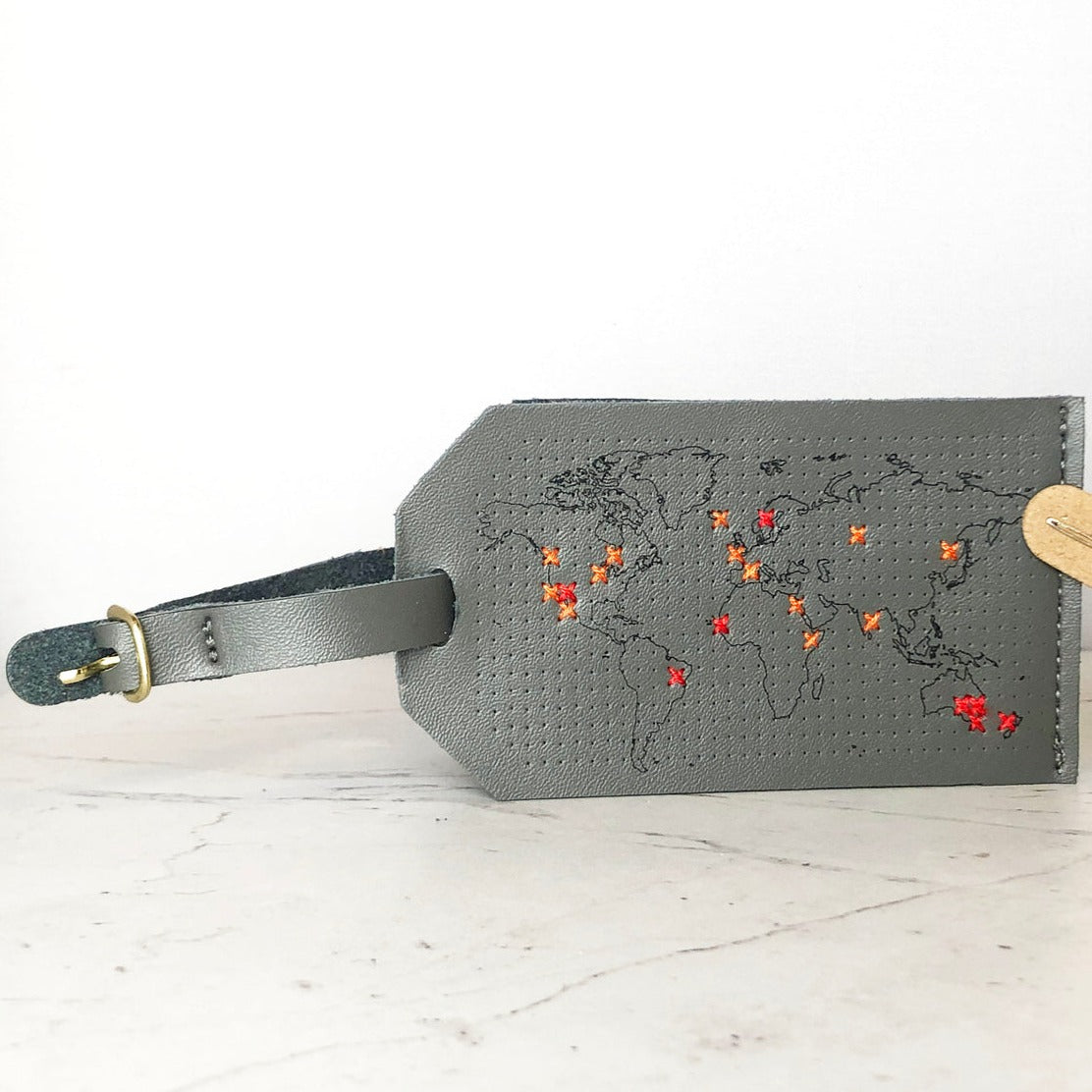 Chasing Threads - Luggage Tag | Stitch Map Luggage Tag | Navy