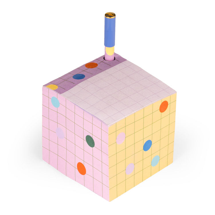 Kikkerland Inkerie Sticky Note Block with Pen Holder