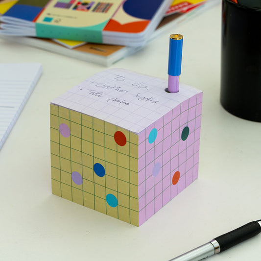 Kikkerland Inkerie Sticky Note Block with Pen Holder - image 2