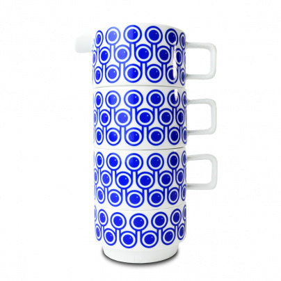 Keith Brymer Jones Hokolo Tea Set - Sugar Jug | 2 Short Mugs | Blueberry (Blue)