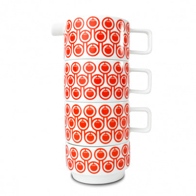 Keith Brymer Jones Hokolo Tea Set - Sugar Jug | 2 Short Mugs | Tomato Red