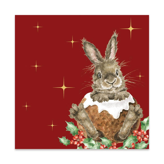 Wrendale Designs Pack of 20 Christmas Lunch Napkins - Merry Little Christmas Rabbit