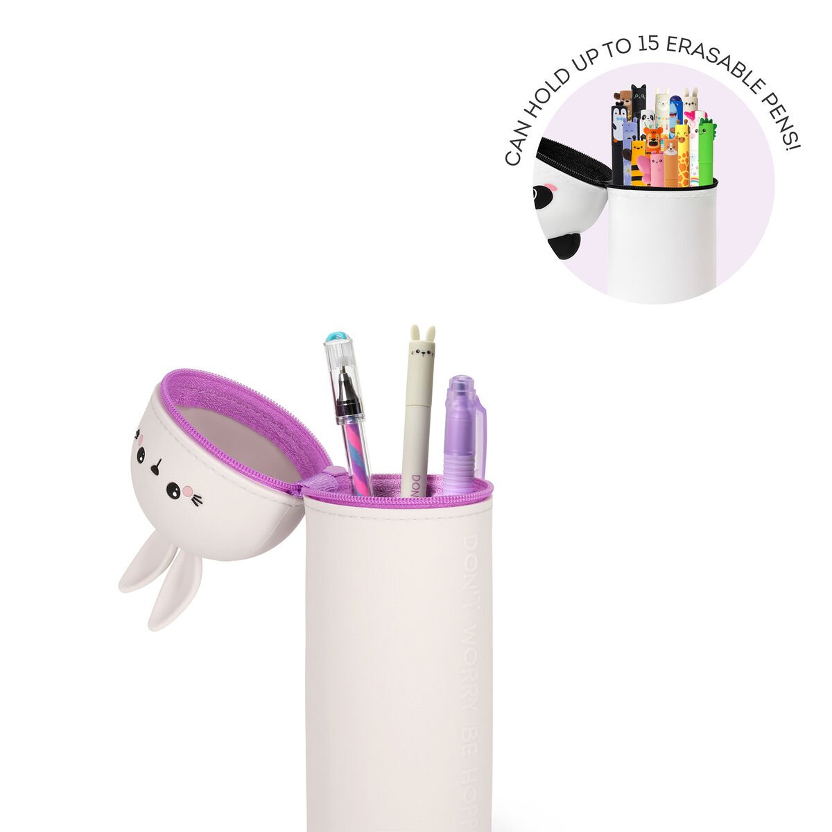 Silicone Pencil Case - Bunny "Don't Worry Be Hoppy" 2-in-1  - Image 3