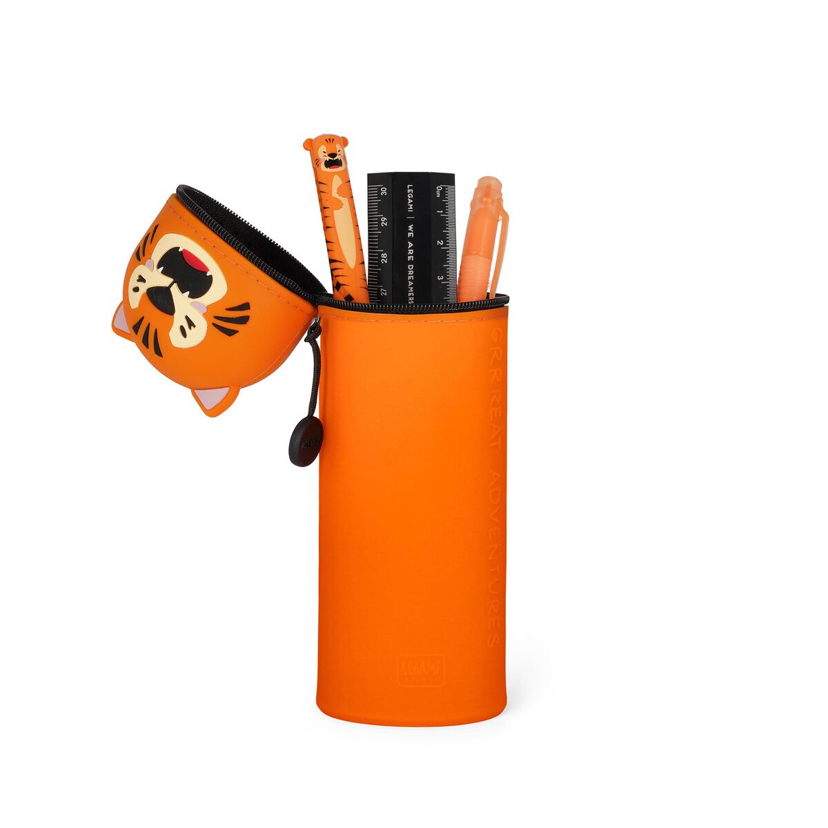 Legami - "Grrreat Adventures" 2-in-1 Silicone Pencil Case - Tiger - Image 2