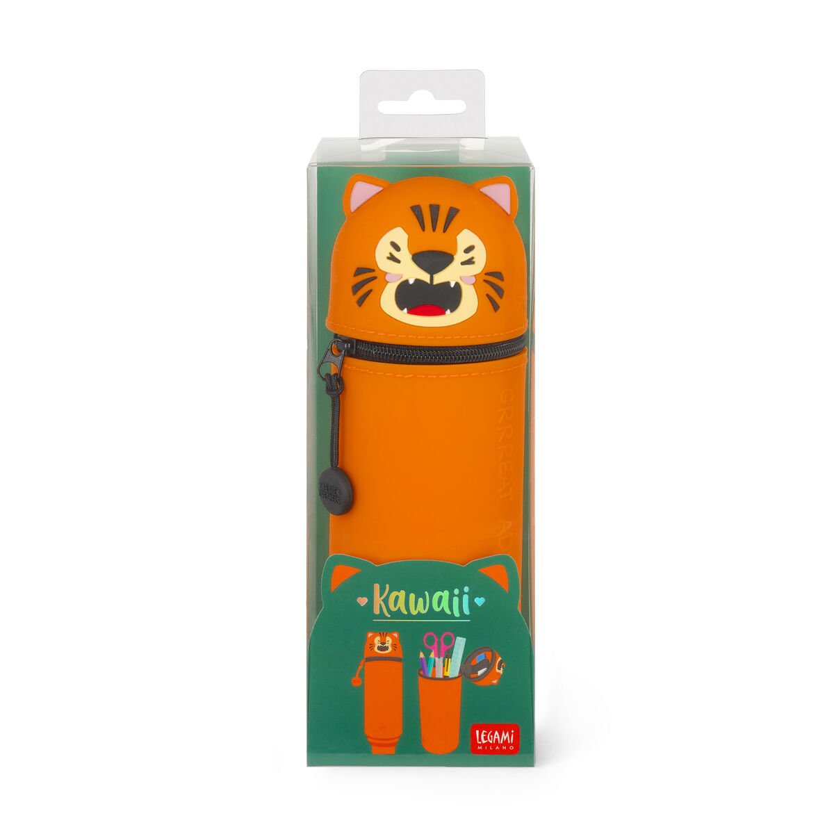 Legami - "Grrreat Adventures" 2-in-1 Silicone Pencil Case - Tiger - Image 4