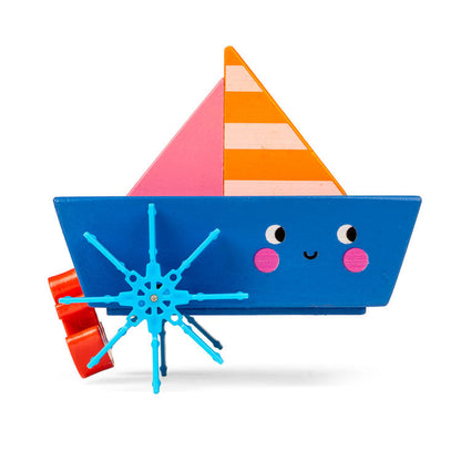 Kikkerland Kidoki Wooden Wind-Up Bath Boat - Assorted