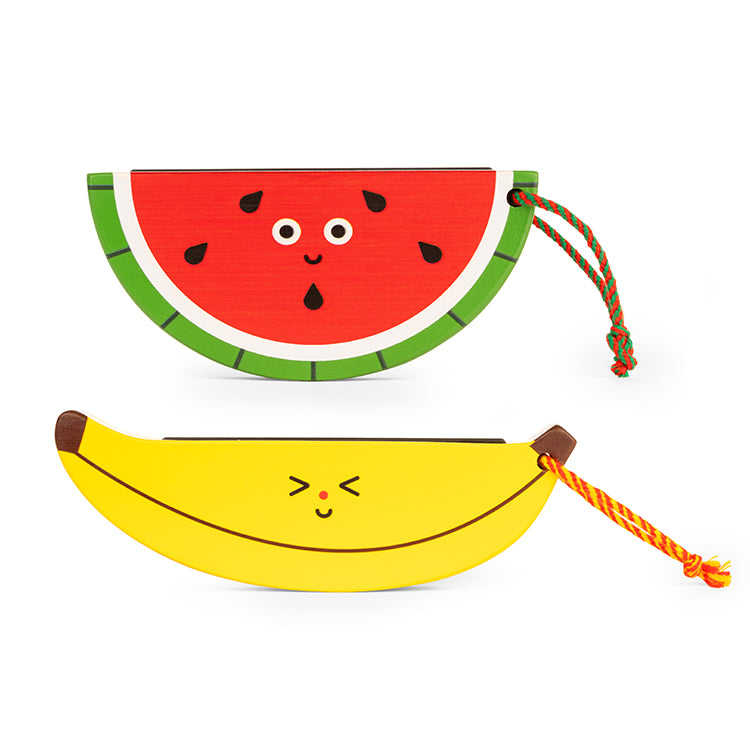 Kikkerland Kidoki Wooden Fruit Harmonica - Assorted