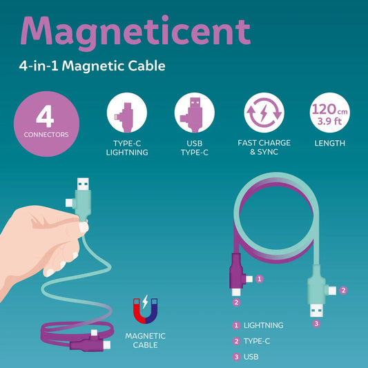 Legami Magnetic 4-in-1 Charging Cable - Electric Aura - image 2