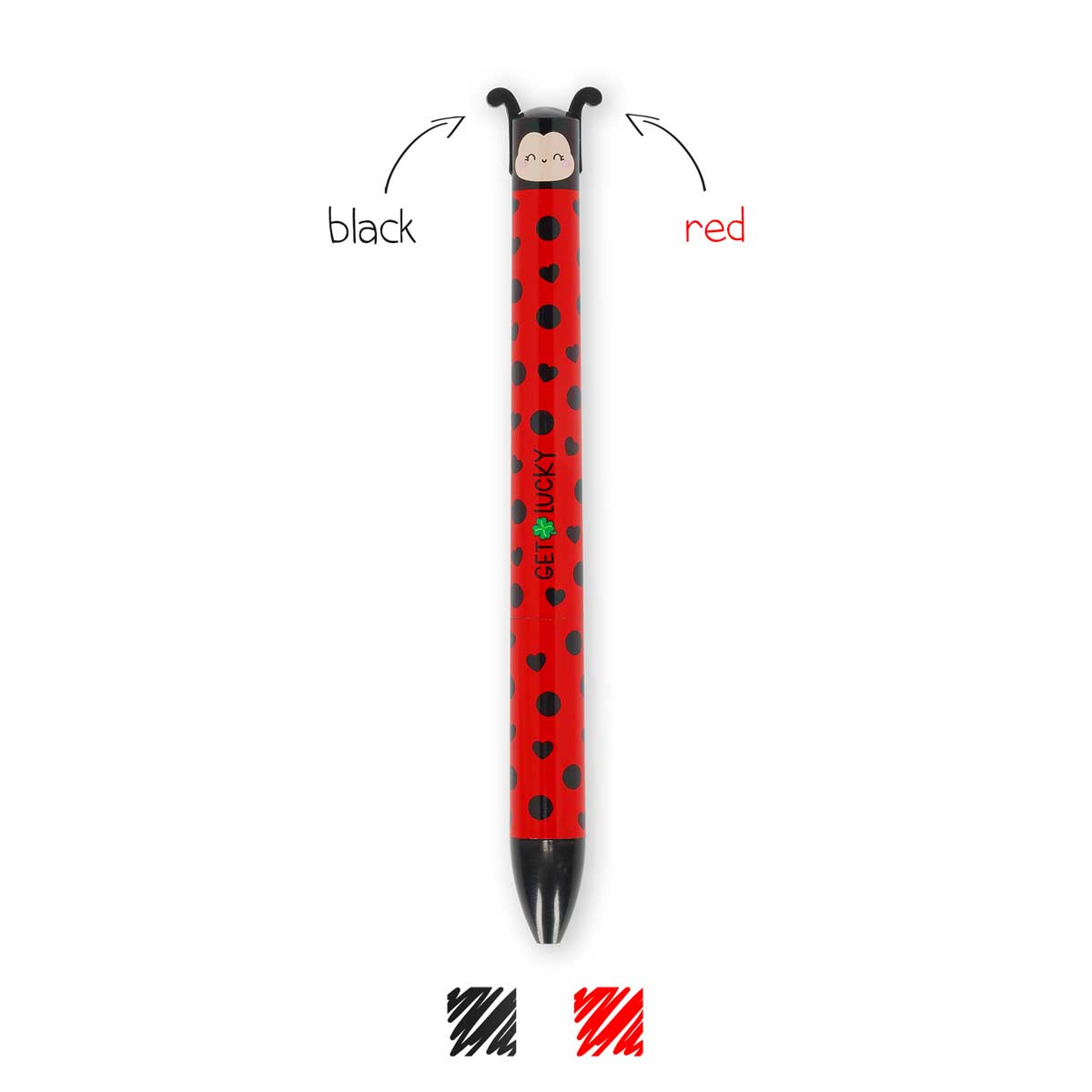 Legami Click and Clack Two-Colour Ballpoint Pen - Ladybug