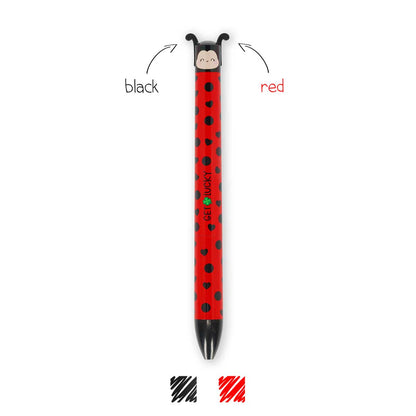 Legami Click and Clack Two-Colour Ballpoint Pen - Ladybug