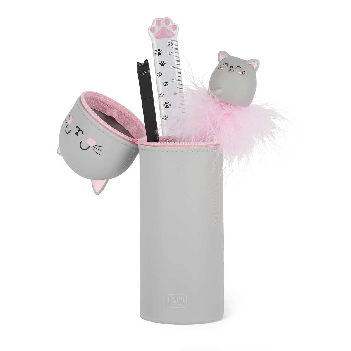 Legami Kawaii 2-in-1 Silicone Pencil Case - Kitty - image 2