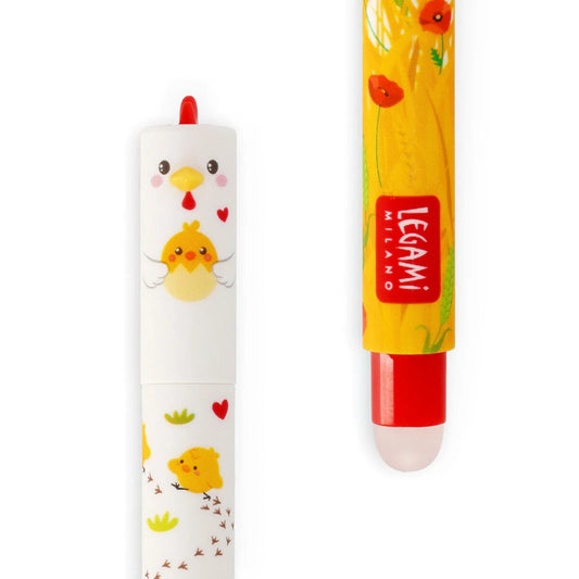 Legami Erasable Gel Pen - Hen and Chick, Red Ink - image 2