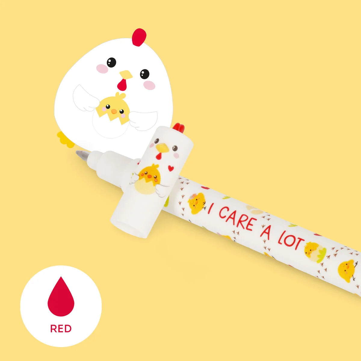 Legami Erasable Gel Pen - Hen and Chick, Red Ink - image 3