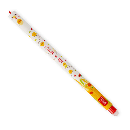 Legami Erasable Gel Pen - Hen and Chick, Red Ink