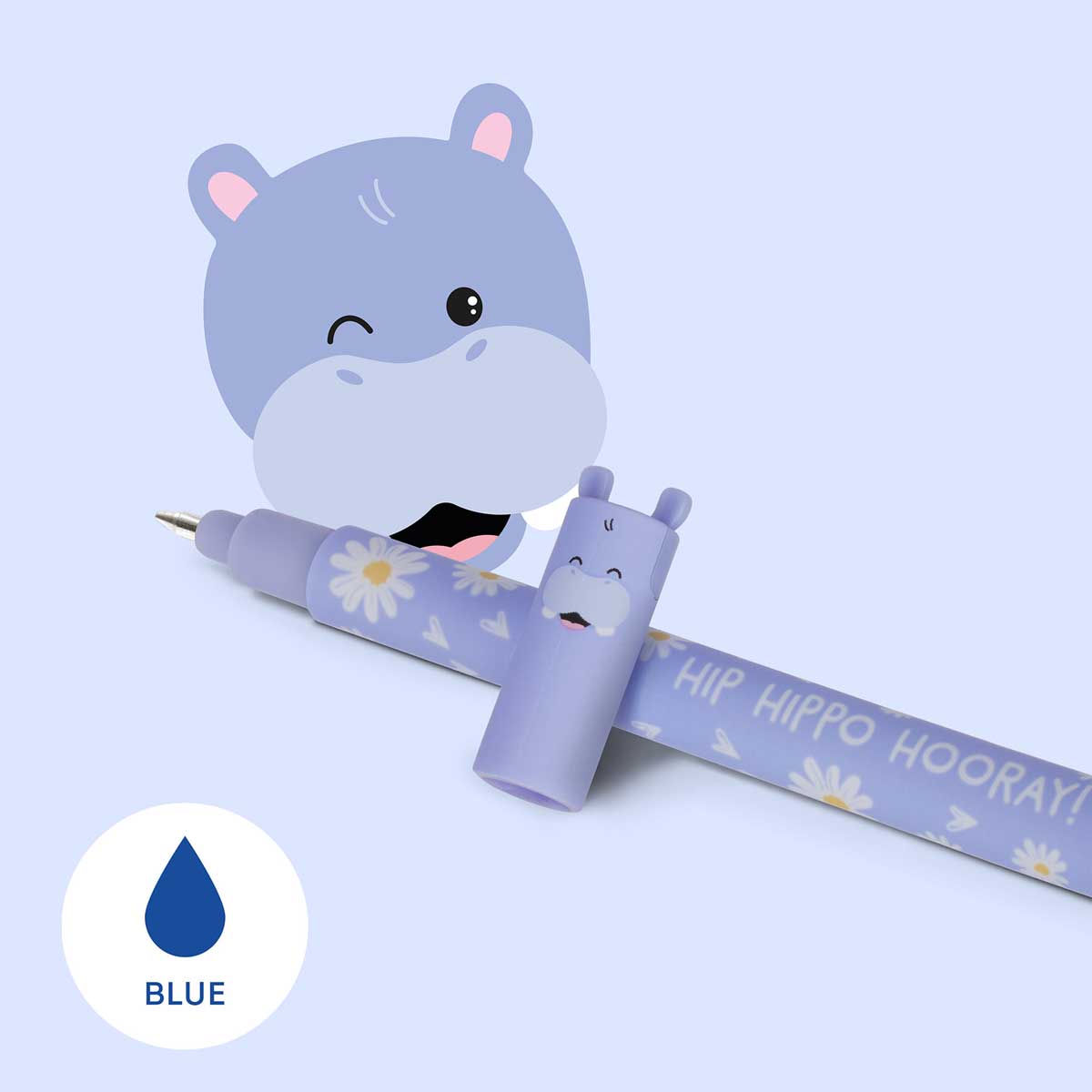 Legami Erasable Gel Pen - Hippo, Blue Ink - image 3