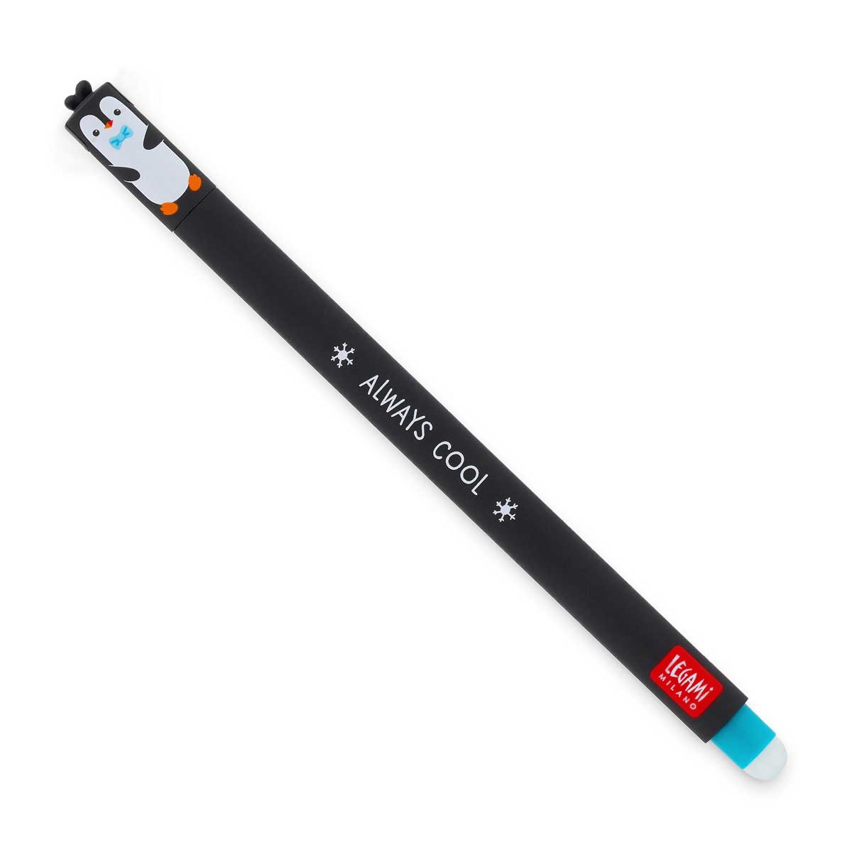 Legami Erasable Gel Pen - Penguin, Turquoise Ink