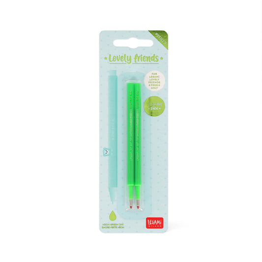 Legami Lovely Friends Gel Pen Refills, Pack of 2 - Neon Green - image 2