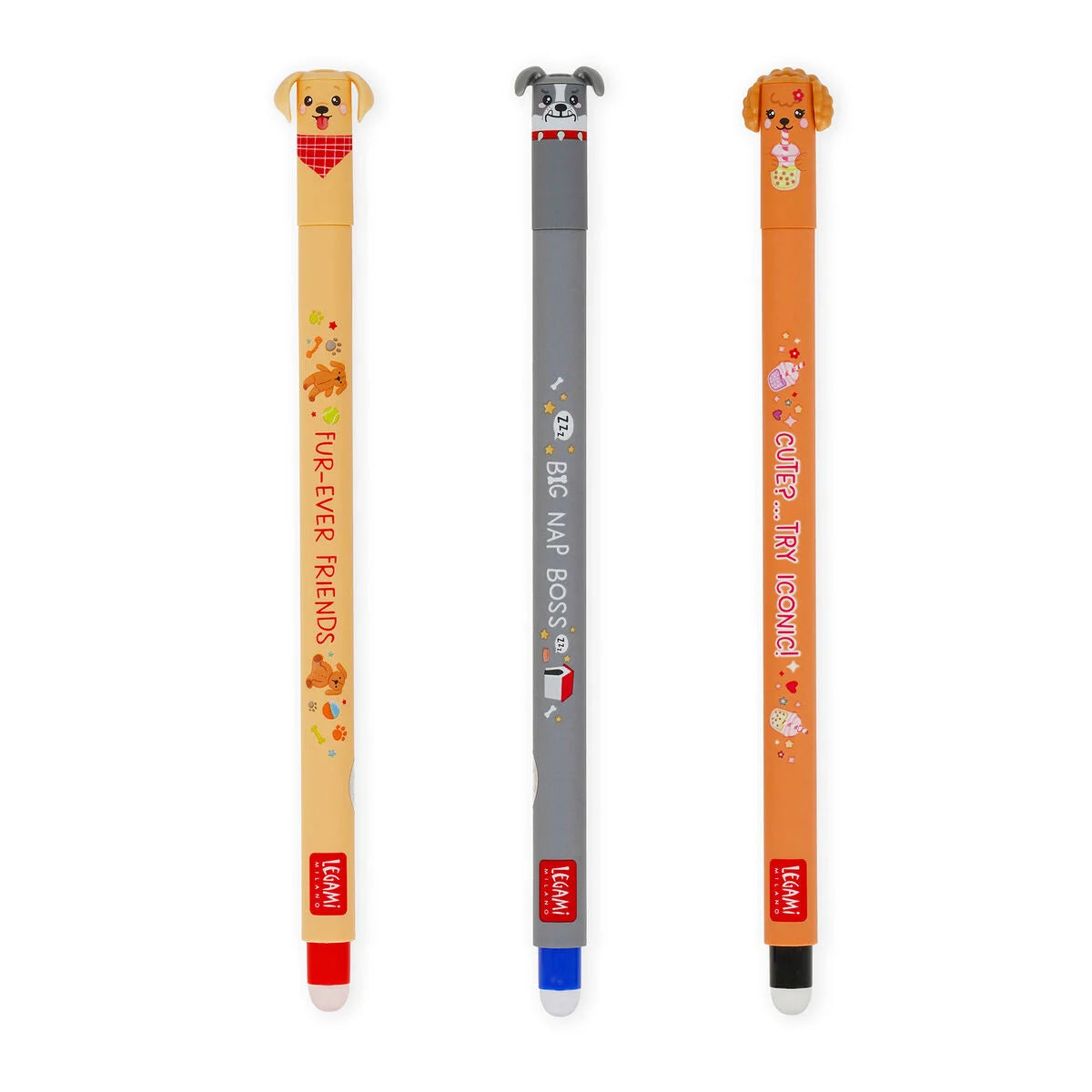 Legami Fur-ever Friends Set of 3 Erasable Gel Pens - Dogs