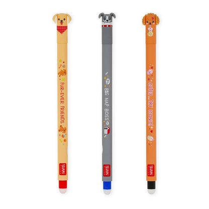 Legami Fur-ever Friends Set of 3 Erasable Gel Pens - Dogs