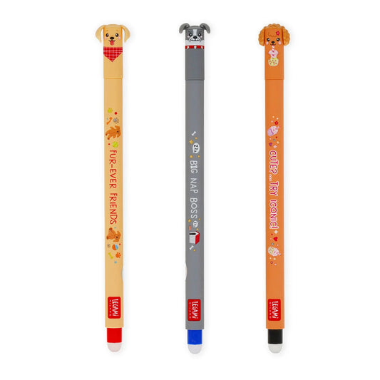 Legami Fur-ever Friends Set of 3 Erasable Gel Pens - Dogs