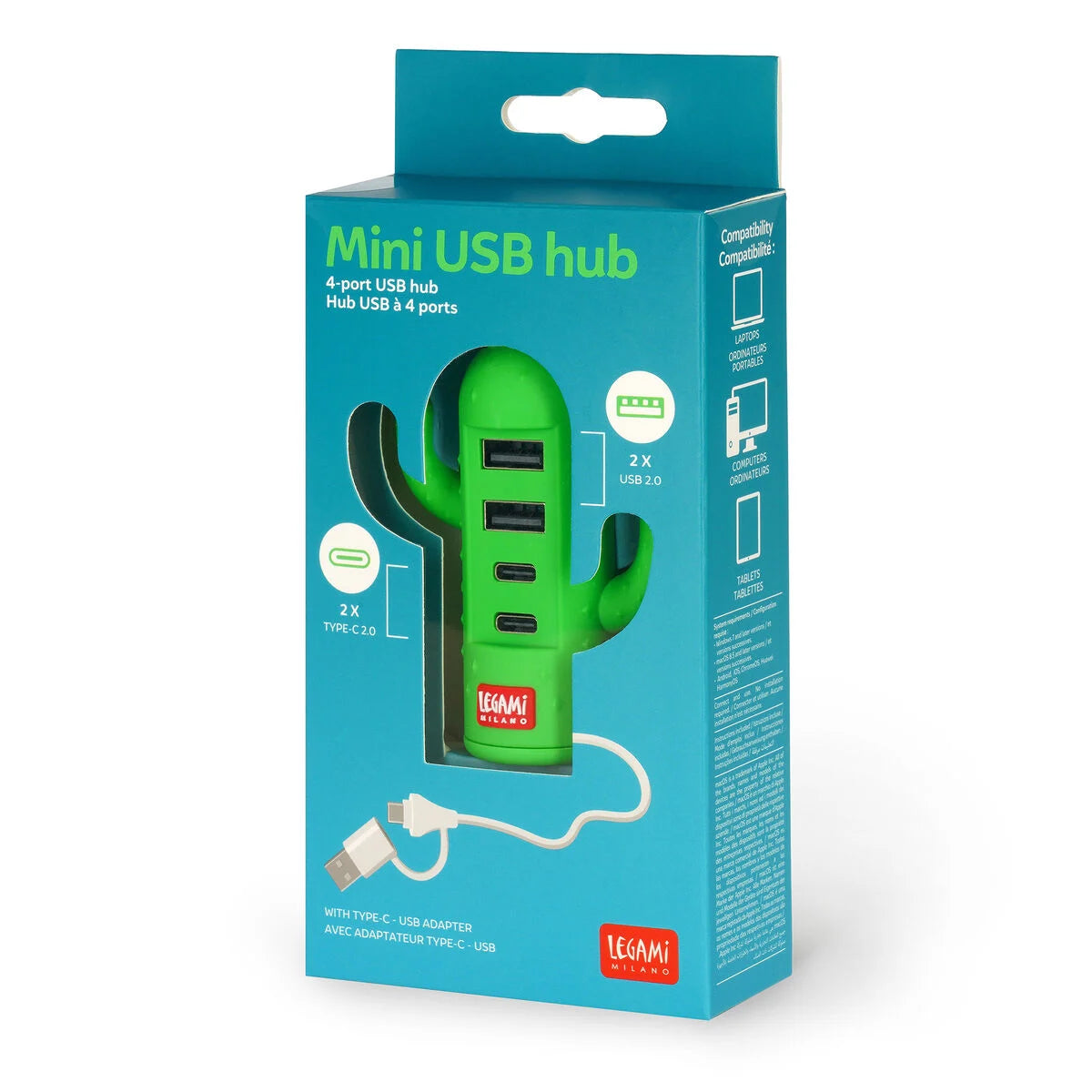 Legami Mini 4-Port USB Hub - Cactus - image 3