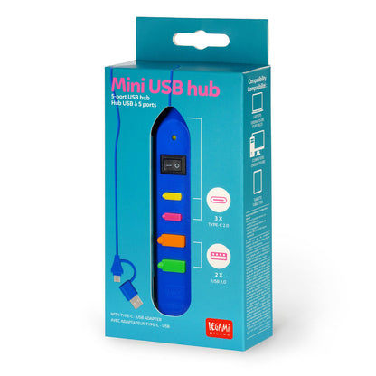 Legami Mini 5-Port USB Hub - Blue - image 3