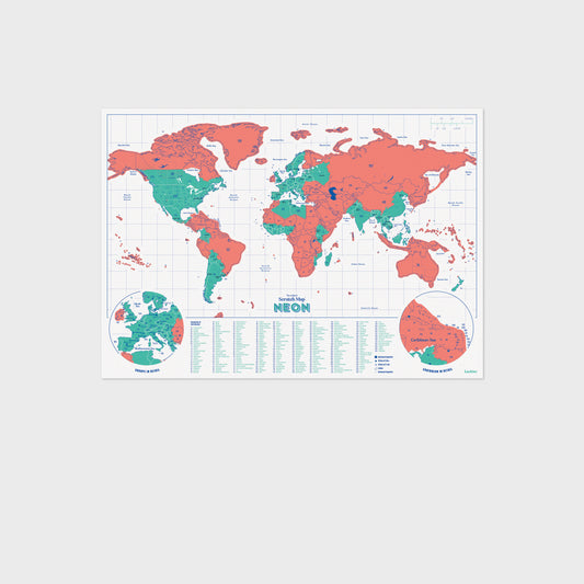 Coral Neon Scratch Map