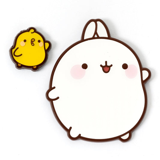 Molang and Piu Piu Pin Badge - The Carat Shop
