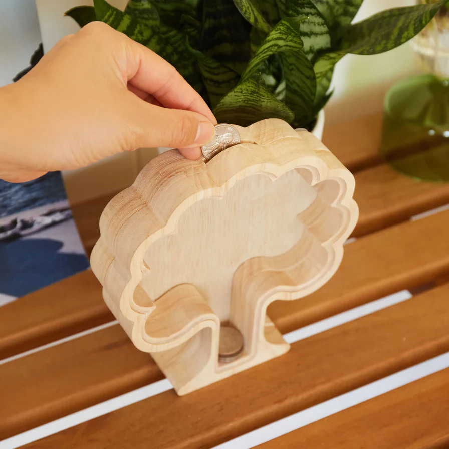 Kikkerland - Piggy Bank | Wooden Savings Money Tree