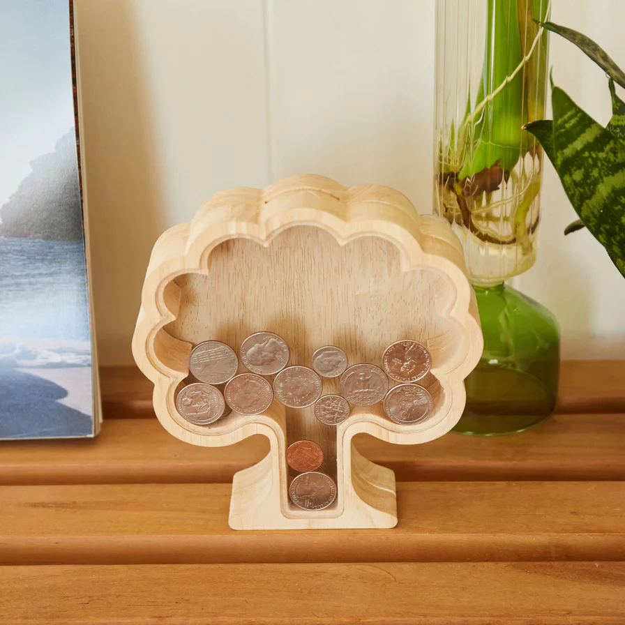 Kikkerland - Piggy Bank | Wooden Savings Money Tree