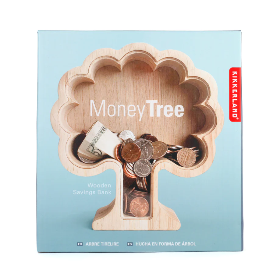 Kikkerland - Piggy Bank | Wooden Savings Money Tree