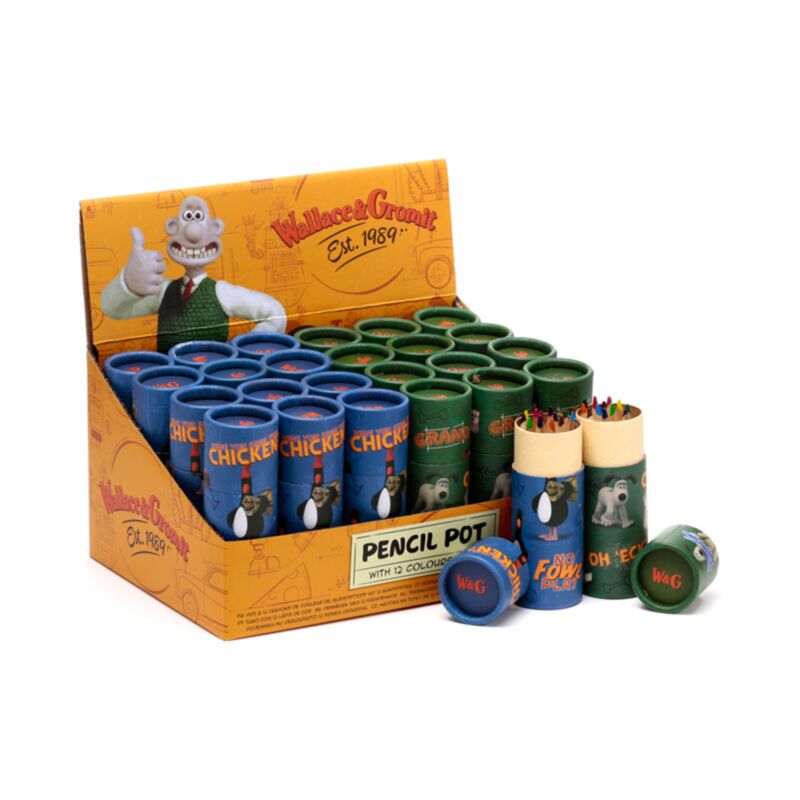 Wallace & Gromit Pencil Pot with 12 Colouring Pencils