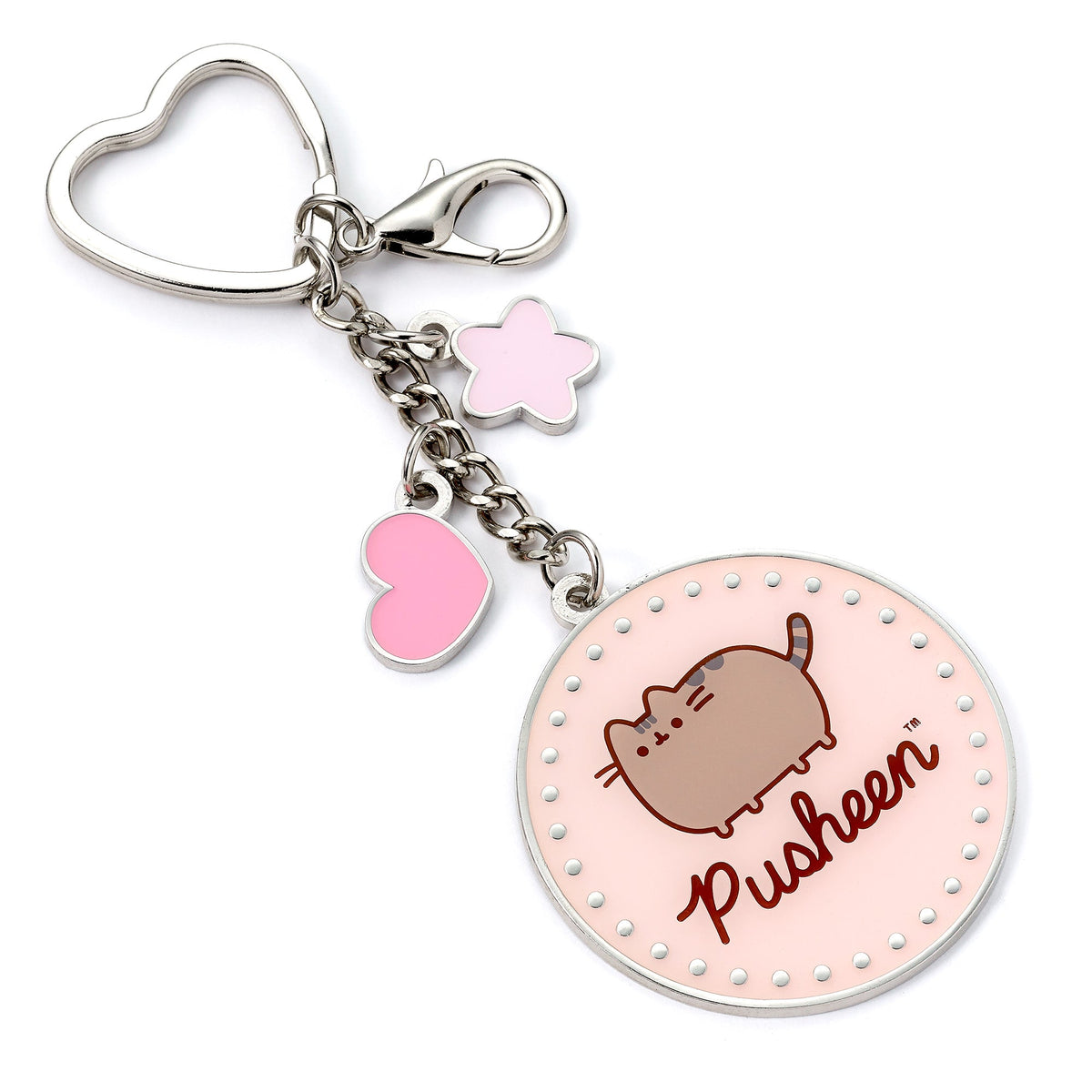 Pusheen the Cat Pink Name Keyring with Mini Charms - The Carat Shop
