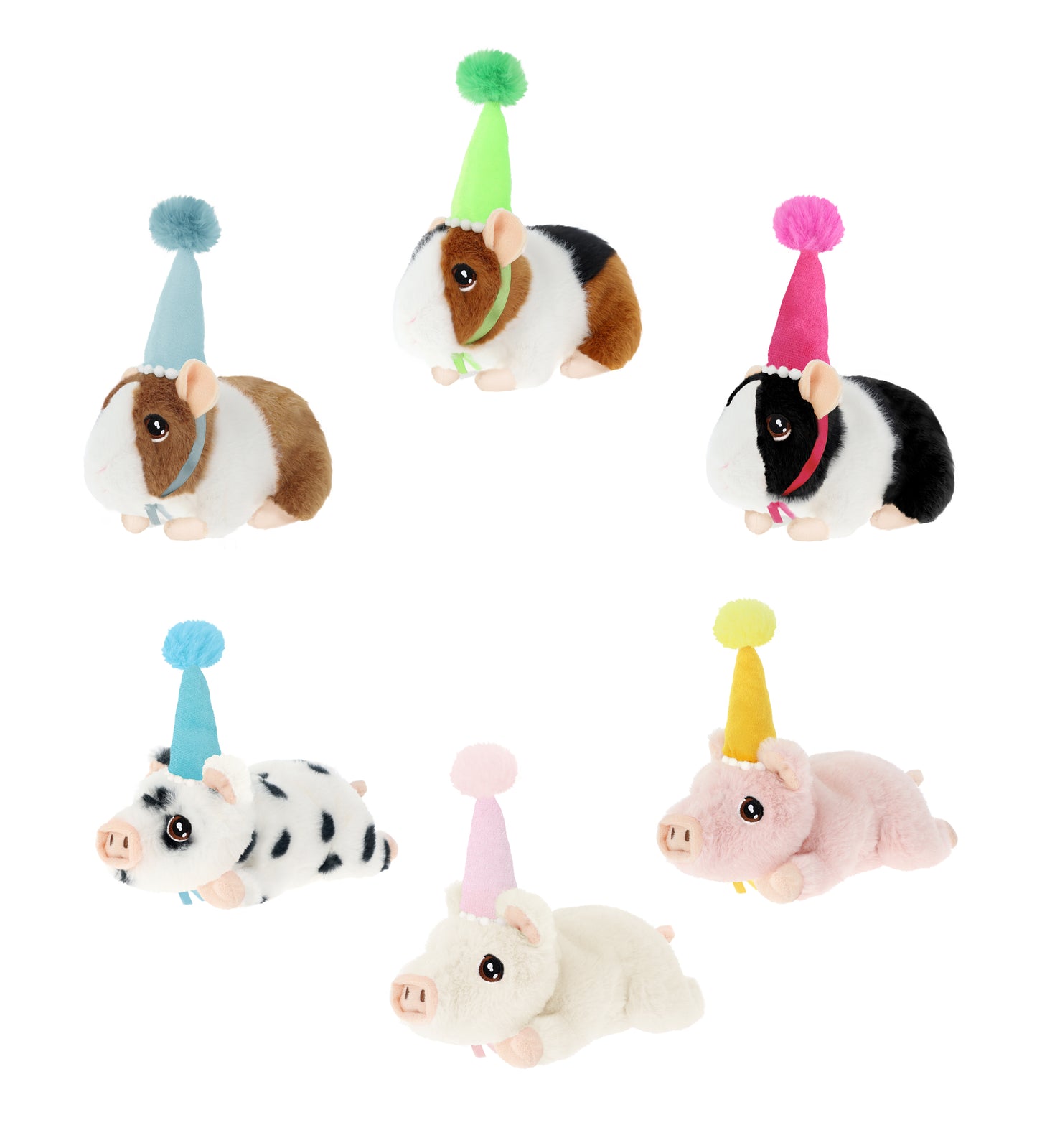 Party Pigs 6 Assorted Guinea Pigs and Piglets 15cm Soft Toy